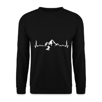 Heartbeat-Berg 1 und Snowboarden - (SN) - Unisex Pullover - Schwarz - Vorne - Alina (178cm) & Michal (187cm)