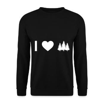 Ich Herz und Bäume - - Unisex Pullover - Schwarz - Vorne - Alina (178cm) & Michal (187cm)
