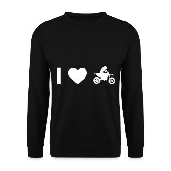 Ich Herz und Kerl Motorrad - - Unisex Pullover - Schwarz - Vorne - Alina (178cm) & Michal (187cm)