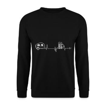 Bier - Herzklopfen - Campingwagen - (2) - Unisex Pullover - Schwarz - Vorne - Alina (178cm) & Michal (187cm)
