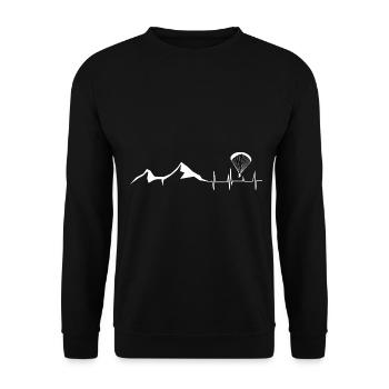 Herzschlag - Berg - Gleitschirmfliegen - (6) - Unisex Pullover - Schwarz - Vorne - Alina (178cm) & Michal (187cm)