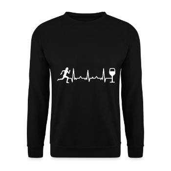 Heartbeat wine and running - (RU) - Unisex Sweatshirt - black - Front - Alina (178cm) & Michal (187cm)