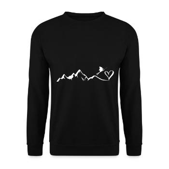 Herz - Berg - Skifahren - (5) - Unisex Pullover - Schwarz - Vorne - Alina (178cm) & Michal (187cm)