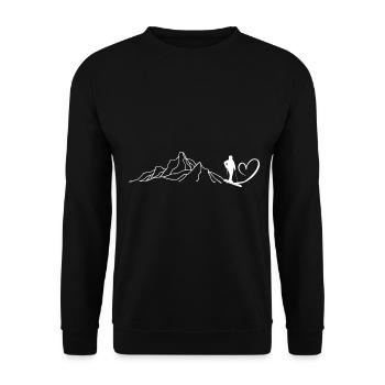 Herz - Berg - Skifahren - (7) - Unisex Pullover - Schwarz - Vorne - Alina (178cm) & Michal (187cm)