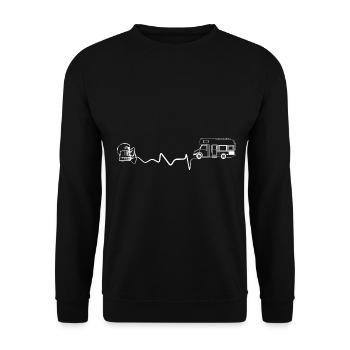 Bier - Herzklopfen - Campingwagen - (4) - Unisex Pullover - Schwarz - Vorne - Alina (178cm) & Michal (187cm)