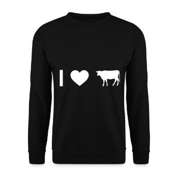 Ich Herz und Kuh - - Unisex Pullover - Schwarz - Vorne - Alina (178cm) & Michal (187cm)