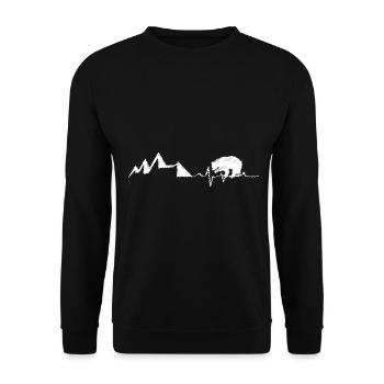 Battement de cœur - Ours - Montagne - (4) - Sweat-shirt Unisexe - noir - Devant - Alina (178cm) & Michal (187cm)