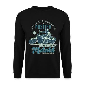 Motard le meilleur postier cadeau cool facteur - Sweat-shirt Unisexe - noir - Devant - Alina (178cm) & Michal (187cm)