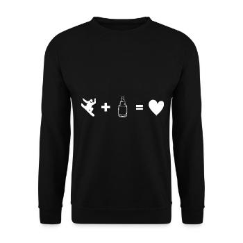 Bier - Herz - Snowboarden - (3) - Unisex Pullover - Schwarz - Vorne - Alina (178cm) & Michal (187cm)