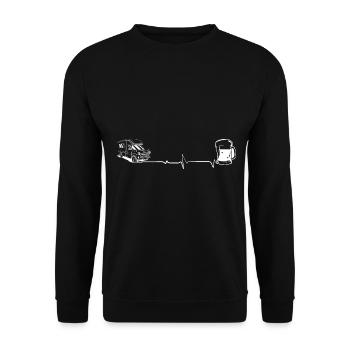 Bier - Herzklopfen - Campingwagen - (2) - Unisex Pullover - Schwarz - Vorne - Alina (178cm) & Michal (187cm)