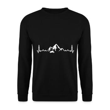 Heartbeat-Berg 1 und Motorrad - (MOTORRAD) - Unisex Pullover - Schwarz - Vorne - Alina (178cm) & Michal (187cm)