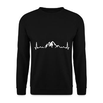 Heartbeat Mountain and Cow - - Unisex Sweatshirt - black - Front - Alina (178cm) & Michal (187cm)