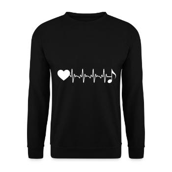 Heartbeat Heart et musique - - Sweat-shirt Unisexe - noir - Devant - Alina (178cm) & Michal (187cm)
