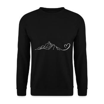 Herz - Berg - (4) - Unisex Pullover - Schwarz - Vorne - Alina (178cm) & Michal (187cm)
