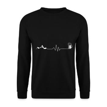 Bier - Herzschlag - Berg - (2) - Unisex Pullover - Schwarz - Vorne - Alina (178cm) & Michal (187cm)