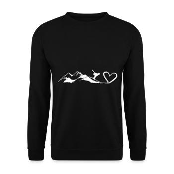 Herz - Berg - Skifahren - (3) - Unisex Pullover - Schwarz - Vorne - Alina (178cm) & Michal (187cm)