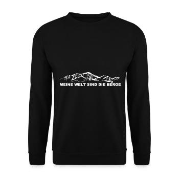 Meine Welt Sind Die Berge - - Unisex Pullover - Schwarz - Vorne - Alina (178cm) & Michal (187cm)