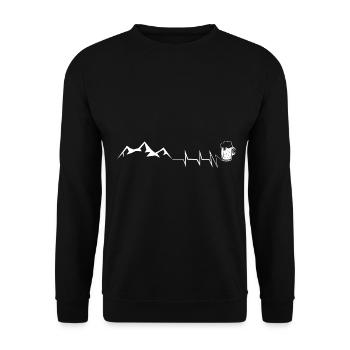 Beer - Heartbeat - Mountain - (3) - Unisex Sweatshirt - black - Front - Alina (178cm) & Michal (187cm)