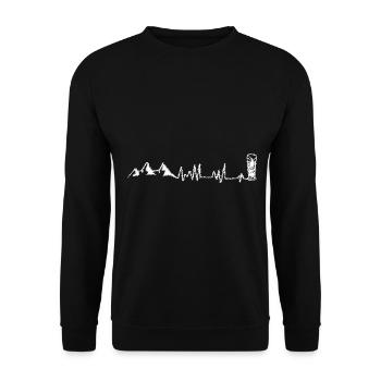 Bier - Herzschlag - Berg - (9) - Unisex Pullover - Schwarz - Vorne - Alina (178cm) & Michal (187cm)