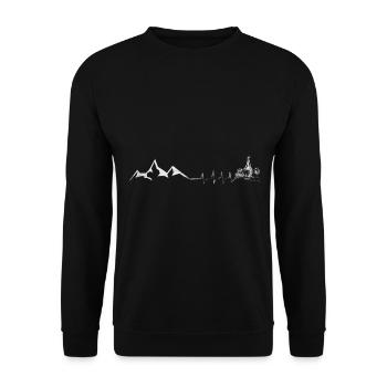 Herzschlag - Wein - Berg - (6) - Unisex Pullover - Schwarz - Vorne - Alina (178cm) & Michal (187cm)