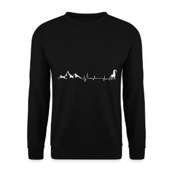 Herzschlag - Ziege - Berg - (6) - Unisex Pullover - Schwarz - Vorne - Alina (178cm) & Michal (187cm)
