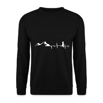 Ziege - Herzklopfen - Berg - (7) - Unisex Pullover - Schwarz - Vorne - Alina (178cm) & Michal (187cm)