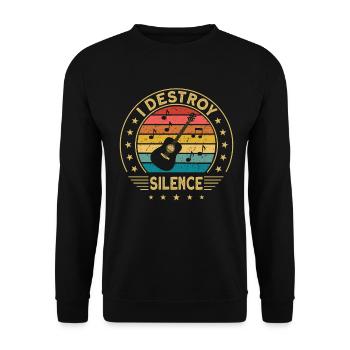 Guitar Guitarist I Destroy Silence Loud Music - Unisex Sweatshirt - black - Front - Alina (178cm) & Michal (187cm)