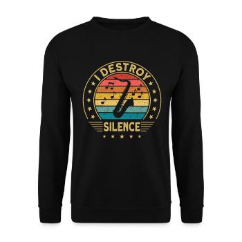Saxophone Saxophoniste Je détruis le silence bruyamment - Sweat-shirt Unisexe - noir - Devant - Alina (178cm) & Michal (187cm)