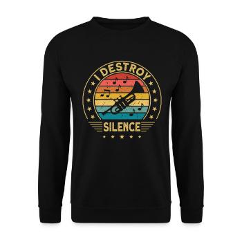 Trumpet Trumpeter I destroy silence loud music - Unisex Sweatshirt - black - Front - Alina (178cm) & Michal (187cm)