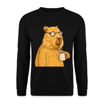 Capybara avec lunettes - Sweat-shirt Unisexe - noir - Devant - Alina (178cm) & Michal (187cm)