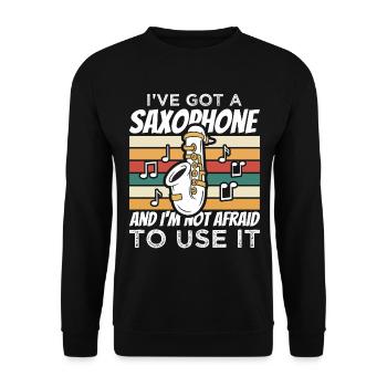Saxophone Kids - Unisex Sweatshirt - black - Front - Alina (178cm) & Michal (187cm)