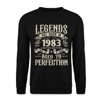 Né en 1983 Legends Vintage Birthday - Sweat-shirt Unisexe - noir - Devant - Alina (178cm) & Michal (187cm)