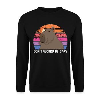 Don't Worry Be Capy Cute Capybara - Unisex Sweatshirt - black - Front - Alina (178cm) & Michal (187cm)