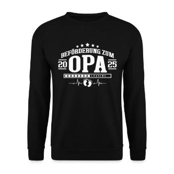 Beförderung zum Opa 2025 - Unisex Pullover - Schwarz - Vorne - Alina (178cm) & Michal (187cm)