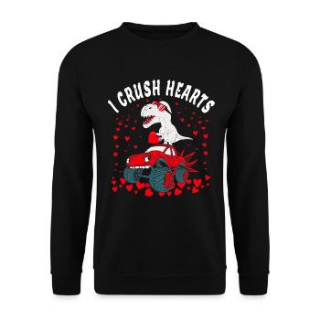 Valentines Day Monster Truck kids I Crush Hearts - Unisex Sweatshirt - black - Front - Alina (178cm) & Michal (187cm)