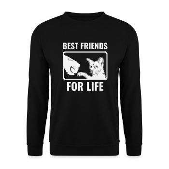 Cat Best Friend Forever Gift - Unisex Sweatshirt - black - Front - Alina (178cm) & Michal (187cm)