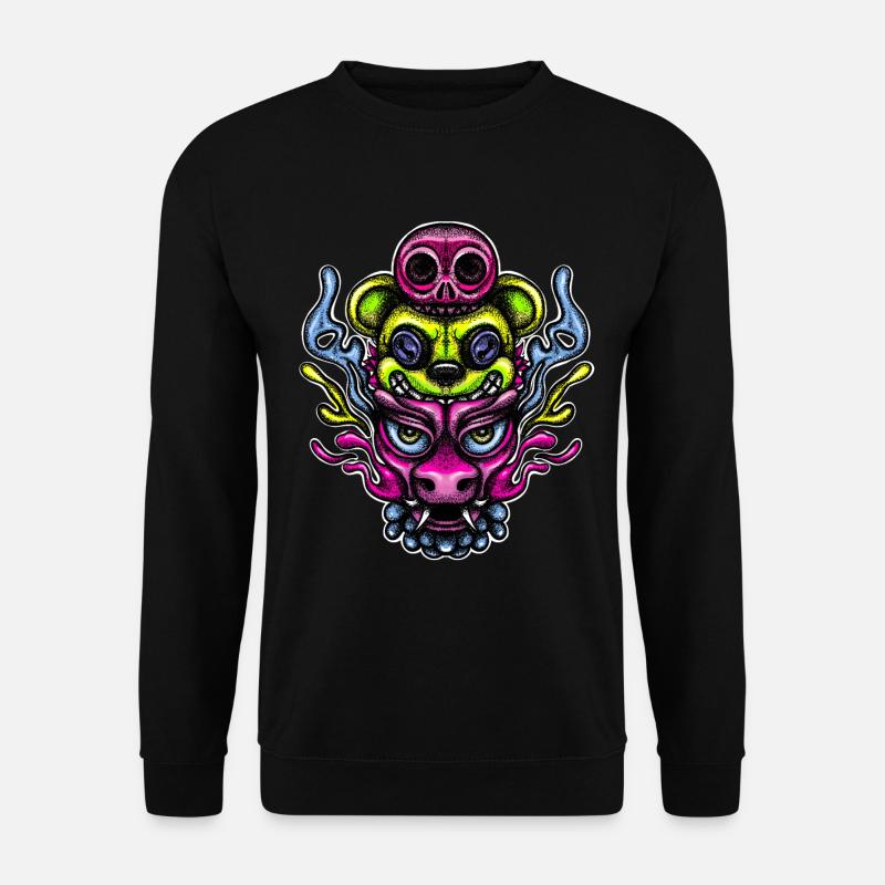 Couleur dragon, ours et skully - Sweat-shirt Unisexe - noir
