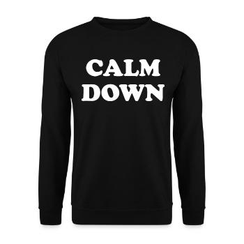 Calm Down Grafik - Unisex Pullover - Schwarz - Vorne - Alina (178cm) & Michal (187cm)