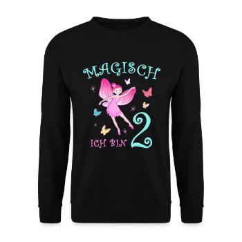 Fee Kinder Geburtstag 2 Jahre Mädchen Feen - Unisex Pullover - Schwarz - Vorne - Alina (178cm) & Michal (187cm)