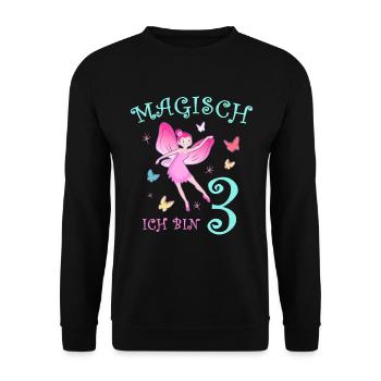 Fee Kinder Geburtstag 3 Jahre Mädchen Feen - Unisex Pullover - Schwarz - Vorne - Alina (178cm) & Michal (187cm)