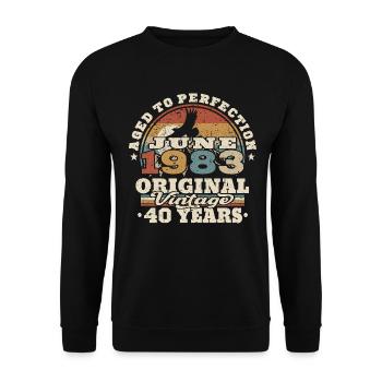 Born in June 1983 - 40 years old - Unisex Sweatshirt - black - Front - Alina (178cm) & Michal (187cm)