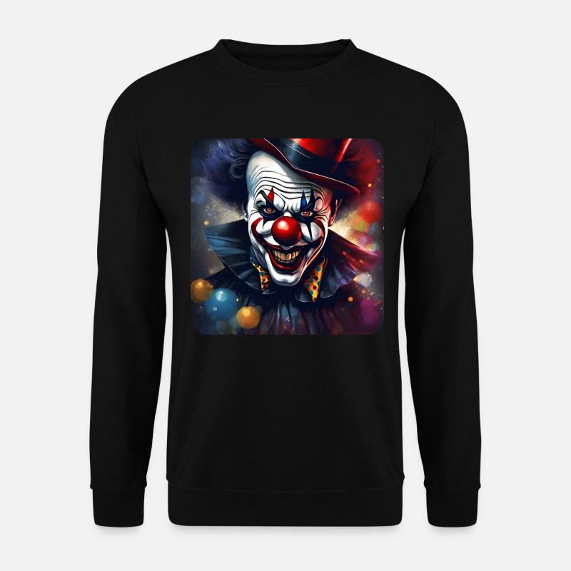 Böser grinsender Horror Clown mit roter Nase - Unisex Pullover - Schwarz
