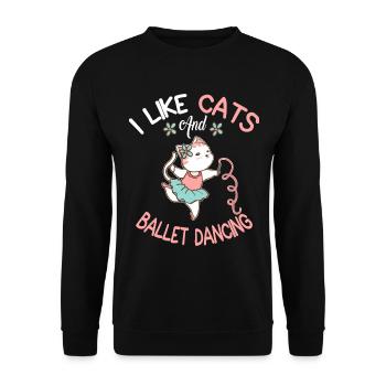 Ich mag Katzen Und Ballett Tanzen Mädchen Frauen tanzen - Unisex Pullover - Schwarz - Vorne - Alina (178cm) & Michal (187cm)