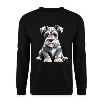 Miniatur-Schnauzer-Hund geometrisch im Vektor - Unisex Pullover - Schwarz - Vorne - Alina (178cm) & Michal (187cm)