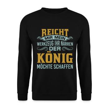 Handwerker lustiger Spruch Mechaniker Dachdecker - Unisex Pullover - Schwarz - Vorne - Alina (178cm) & Michal (187cm)