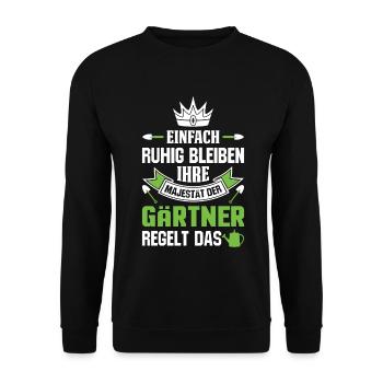 Gärtner Gärtnerei Gartenbau Spruch Gartenbauer - Unisex Pullover - Schwarz - Vorne - Alina (178cm) & Michal (187cm)