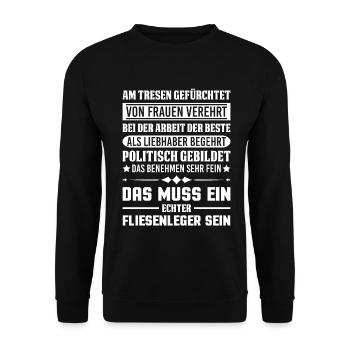 Fliesenleger Spruch Geschenk - Unisex Pullover - Schwarz - Vorne - Alina (178cm) & Michal (187cm)