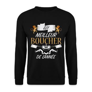 Mon Ami est Boucher Cadeau Drole Le Meilleur - Sweat-shirt Unisexe - noir - Devant - Alina (178cm) & Michal (187cm)