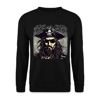 Pirate cool avec des lunettes de soleil Skull and Bones - Sweat-shirt Unisexe - noir - Devant - Alina (178cm) & Michal (187cm)
