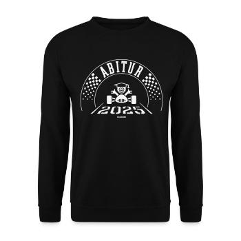 Abitur 2025 (Abiturient / Abi / Zieleinfahrt / W) - Unisex Pullover - Schwarz - Vorne - Alina (178cm) & Michal (187cm)